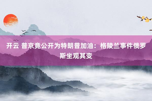 开云 普京竟公开为特朗普加油：格陵兰事件俄罗斯坐观其变