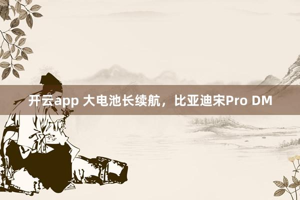 开云app 大电池长续航，比亚迪宋Pro DM