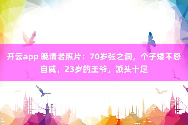 开云app 晚清老照片：70岁张之洞，个子矮不怒自威，23岁的王爷，派头十足