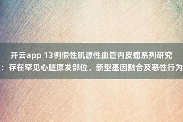 开云app 13例假性肌源性血管内皮瘤系列研究：存在罕见心脏原发部位、新型基因融合及恶性行为