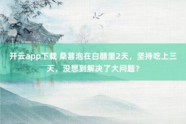 开云app下载 桑葚泡在白醋里2天，坚持吃上三天，没想到解决了大问题？