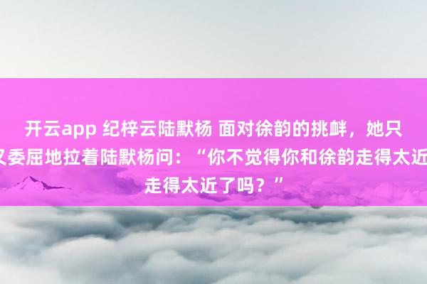 开云app 纪梓云陆默杨 面对徐韵的挑衅，她只会直白又委屈地拉着陆默杨问：“你不觉得你和徐韵走得太近了吗？”