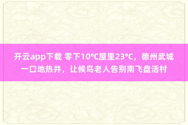 开云app下载 零下10℃屋里23℃，德州武城一口地热井，让候鸟老人告别南飞盘活村