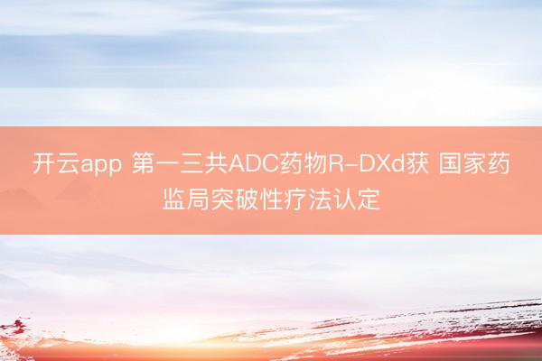 开云app 第一三共ADC药物R-DXd获 国家药监局突破性疗法认定