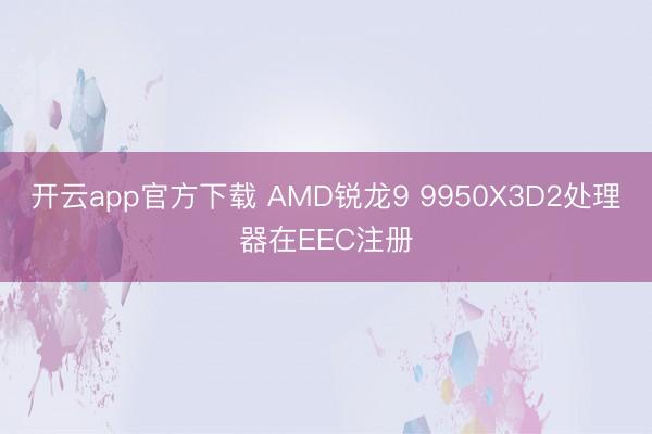 开云app官方下载 AMD锐龙9 9950X3D2处理器在EEC注册