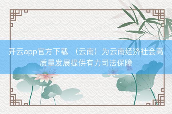 开云app官方下载 （云南）为云南经济社会高质量发展提供有力司法保障