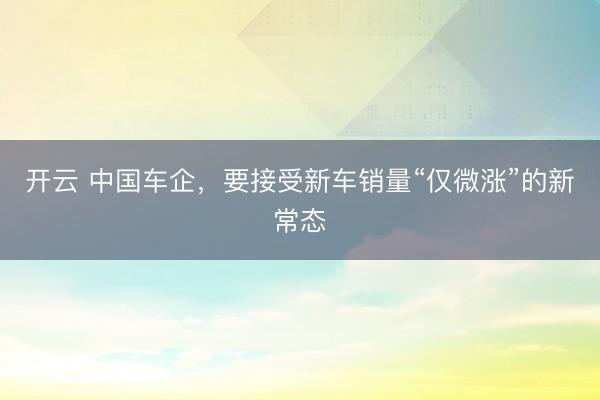 开云 中国车企，要接受新车销量“仅微涨”的新常态