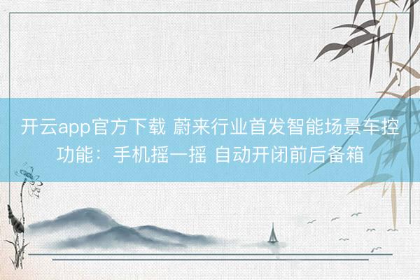 开云app官方下载 蔚来行业首发智能场景车控功能:手机摇一摇 自动开闭前后备箱