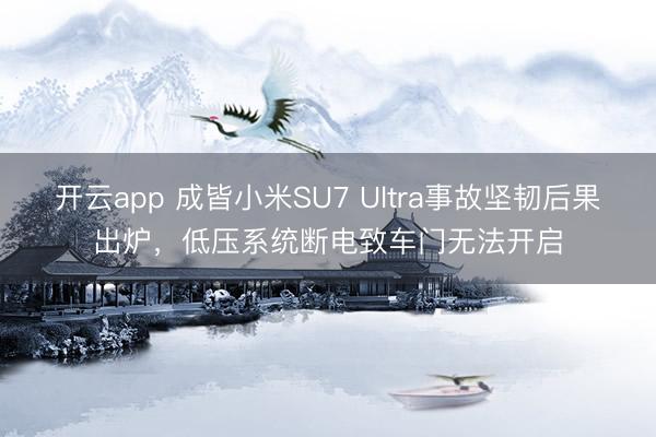 开云app 成皆小米SU7 Ultra事故坚韧后果出炉,低压系统断电致车门无法开启