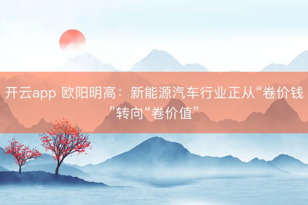 开云app 欧阳明高:新能源汽车行业正从“卷价钱”转向“卷价值”
