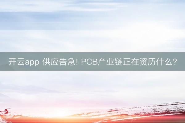 开云app 供应告急! PCB产业链正在资历什么?