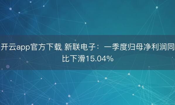 开云app官方下载 新联电子：一季度归母净利润同比下滑15.04%