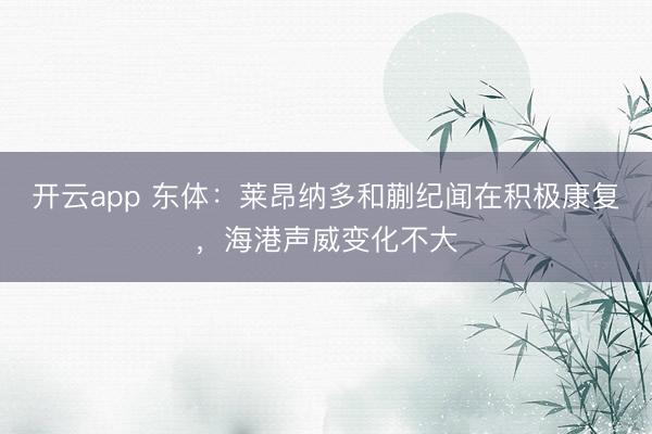 开云app 东体：莱昂纳多和蒯纪闻在积极康复，海港声威变化不大