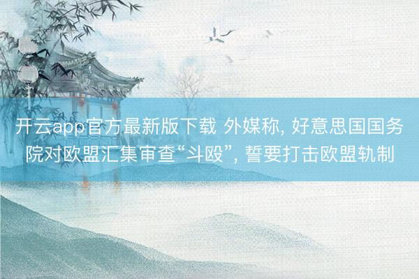 开云app官方最新版下载 外媒称， 好意思国国务院对欧盟汇集审查“斗殴”， 誓要打击欧盟轨制