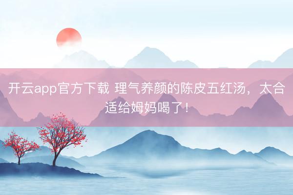 开云app官方下载 理气养颜的陈皮五红汤，太合适给姆妈喝了！